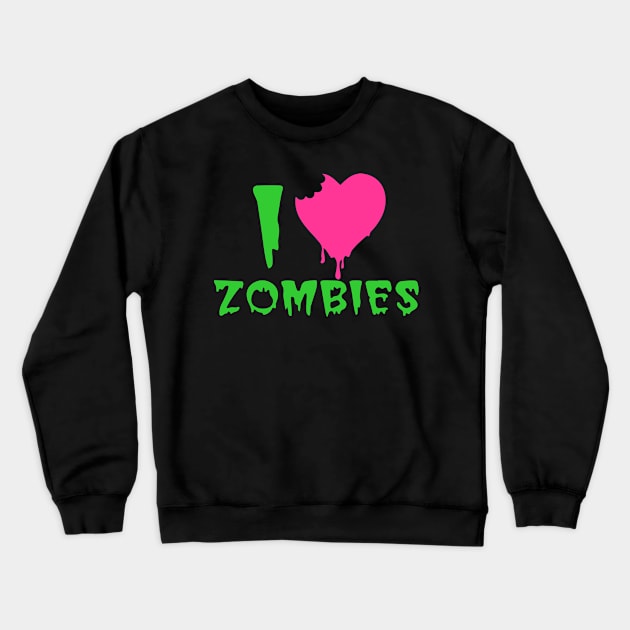 I Love Zombies Crewneck Sweatshirt by WMKDesign